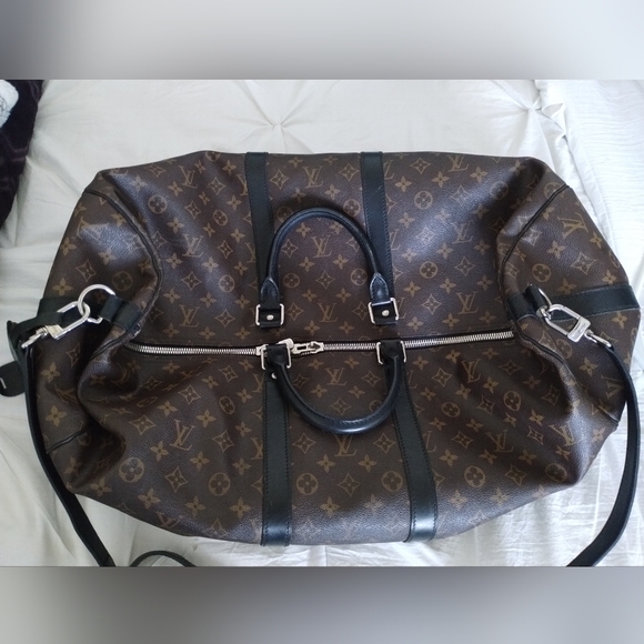 LOUIS VUITTON Keepall Bandouliere 55 Travel Duffle Bag Monogram Macassar . - Picture 10 of 14